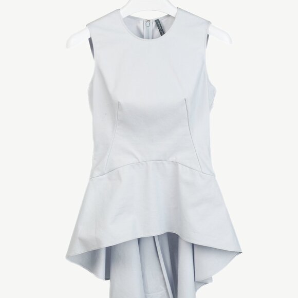 Alexander McQueen Resort 2014 Powder Blue Cotton-Crepe Peplum Top - Picture 1 of 11